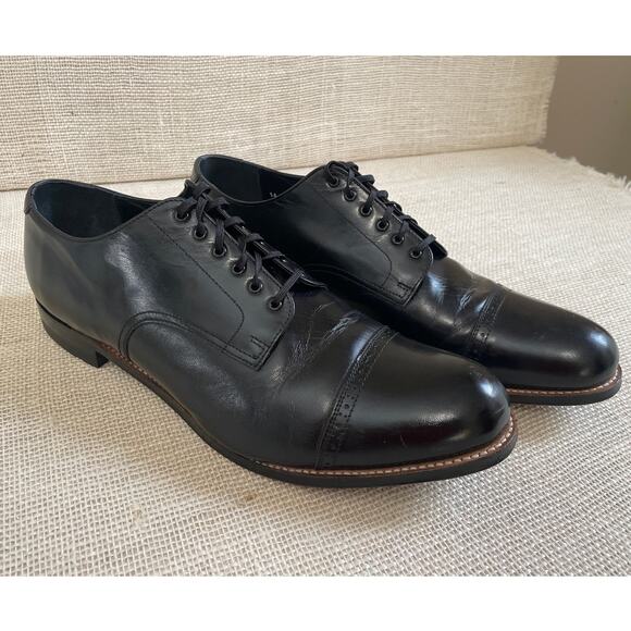 Stacy Adams Madison Black Cap Toe Oxfords, Leather, Tie up, Exc Cond, Men's 14D - Picture 2 of 10